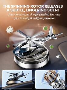 1pc Solar Powered Helicopter Aromatherapy Ornament - Automatic Rotating Blades, 4 Colors - Includes 5ml Refill Essential Oil, Wooden Chips And Dropper, Suitable For Car, Study, Room, Bedroom And Home Decor, Perfect Gift For Car Enthusiasts. Creative Ornament - Helicopter - View 6
