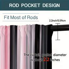 2D Flat, 2D Printing 2pcs, Elegant Black & Pink Gradient Curtains - Polyester, Light Filtering Rod Pocket Drapes For Bedroom, Living Room, Office - Semi-Transparent, Fashionable Home Decor With Sleek Black Rods, Office Window | Modern Curtains |, Dec - 2pcs - 查看 6
