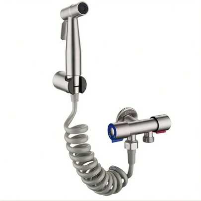 304 Stainless Steel Angle Valve - Single Inlet Dual Outlet Dual Control Switch, Stainless Steel Dual Control Triangle Valve, Multi-Function Three-Way Angle Valve With Built-In Filter, Wall-Mounted Faucet Outlet Distributor, Brushed Plated, Valve Core, Wall-Mounted, Suitable For Toilet, Washing Machine