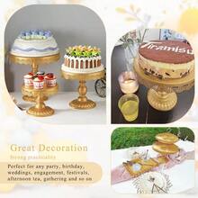 Set Of 9 Cake Stands Metal Cupcake Stand Set Multiple Styles Candy Fruit Display Tower Dessert Plate Cake Serving Tray Birthday Party Wedding Anniversary Shower Engagement (Gold) - Gold - View 4