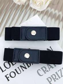2pcs Unisex Elastic Waist Belt Without Buckle - Multicolor - View 8