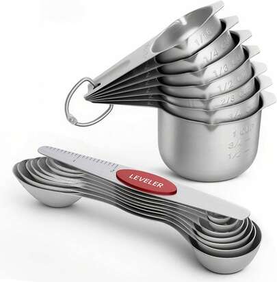 Pack Of 8 Stainless Steel Magnetic Measuring Spoons Set, Dual Sided, Stackable, Adjustable Measuring Spoons With Leveler, Practical Kitchen Utensils