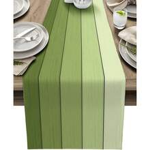 Ombre Moss Green, Polyester Farmhouse Rustic Vintage Barn Wood Texture Tablecloth, Non-Slip For Kitchen, Home, Dining, Outdoor Use - Multicolor - View 1