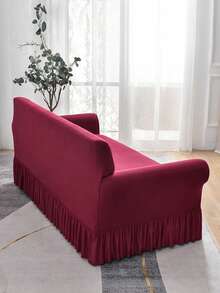 1 غطاء كنبة مطاطي بتصميم تنورة، مصنوع من قماش بوليستر حديث، قابل للغسل في الغسالة، مقاوم للأتربة والبقع، مناسب لجميع الفصول - عنابي اللون - مشاهدة 8