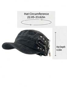 Mũ lưỡi trai kiểu Mỹ cổ điển, chất liệu denim mài, đỉnh bằng phẳng, đính đinh tán, kiểu dáng độc đáo, thích hợp cho người có đầu to hoặc khuôn mặt to. - mũ bóng chày - Xem 10