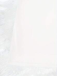 休闲风蓝色流苏印花V领无袖连衣裙 - 白色 - 查看 4