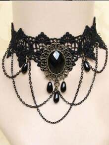 Vòng tay tua rua nhiều lớp mặt dây chuyền pha lê đen, kiểu dáng Gothic, có thể điều chỉnh kích cỡ, phù hợp với đồ bơi, váy đi biển, hộp đêm và các dịp khác, kiểu dáng thời trang, thích hợp làm quà tặng sinh nhật, Ngày Valentine, Ngày của Mẹ và các dịp khác. - Nhiều màu - Xem 3