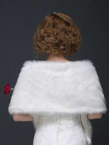 1 Khăn choàng dài sang trọng kiểu dáng rộng rãi dành cho cô dâu, khăn choàng lông thú mùa đông cho nữ, áo choàng ấm áp cho phù dâu, màu trắng, thích hợp cho mùa hè và đi biển. - trắng - Xem 3