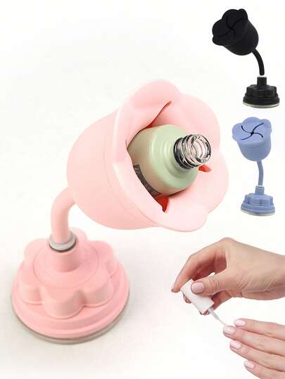 1个指甲油瓶架，防溢倾斜支架，智能防滑设计，吸盘底座美甲收纳架，便携式美甲工具配件