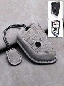 3 Series, 5 Series, X1, X3, X4, X5, X6, 118i, 525Li, 530 Key Holder - Genuine Leather Key Fob Cover, 3D Molded Full Wrap Design With Metal Ring And Strap, Won't Block Signal, Soft Suede Material, Premium Design - Key Shell - View 11