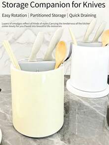 1 szt./3 w 1 uchwyt na przybory kuchenne do blatu z blokiem na noże i półką na sztućce. - Zobacz 6