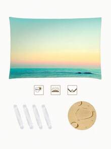 1件装户外加厚防水防晒渐变曼陀罗花卉绿色波西米亚图案户外花园露台遮阳篷沙滩遮阳篷（含绳，不含支架） - 彩色 - 查看 8