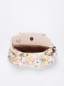 1pc Flower Crocheted Cloud Fold Bag, Spring And Summer Holiday Flower Clutch Bag, Suitable For Daily Leisure And Beach Holiday. - Apricot - View 8