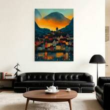 Con marco 1 Pieza, 2D, La Casa Colorida, Pintura Al Óleo, Póster, Decoración De Pared, Sala De Estar, Comedor, Garaje, Oficina, Bar, Patio, Pintura Decorativa, Marco De Madera Sólida, 11,81 X 17,72 Pulgadas - Enmarcado - Ver 3