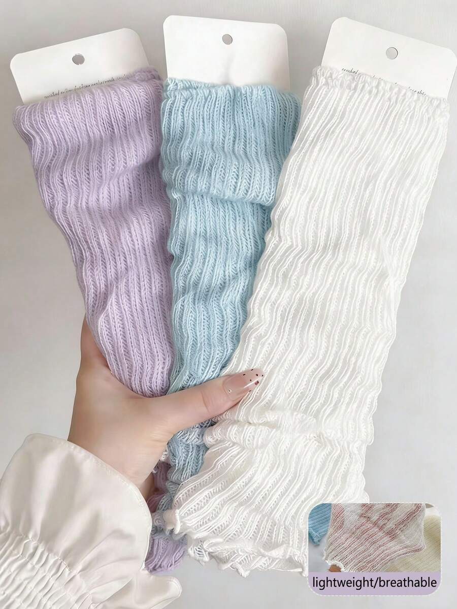 1/2/4 pares de calentadores de pierna de encaje de punto de color dopamina para mujer, calentadores de pierna de malla delgada para pantorrilla, mangas de pierna estética de ballet Y2K Lolita lindas, primavera/verano - Multicolor - Ver 1