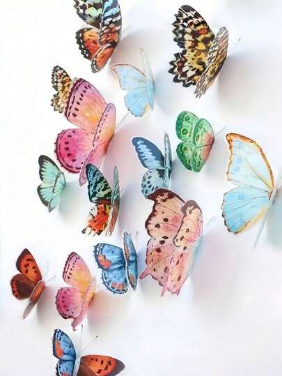 36/72/108 Pcs Watercolor Butterfly Decoration Set - 3D Lifelike Butterflies, Home Decor, Wall Decor, Garden Decor, Birthday Party Decoration, DIY Sticker Decoration, Scrapbooking (Random Color)