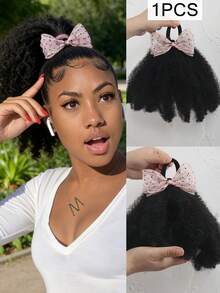 1 búi tóc giả kiểu Afro bồng bềnh 8 inch, tóc mềm mại, chất lượng cao, tóc giả tổng hợp Marley Kinky Fluffy với thiết kế co giãn, dành cho nữ. - Màu đen tự nhiên - Xem 15