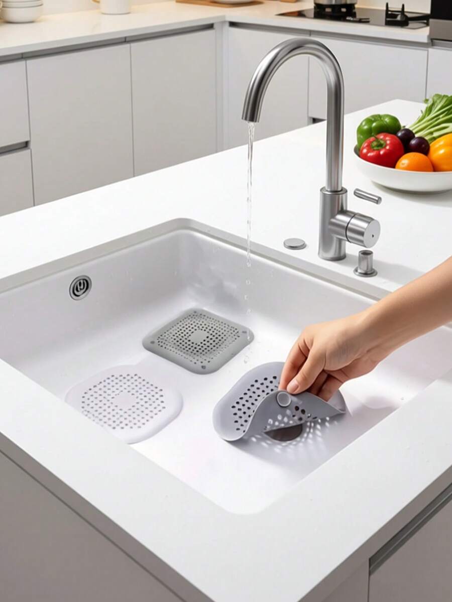 Lưới lọc tóc bằng silicon, lưới lọc cống vuông cho vòi sen, lưới lọc tóc chống tắc nghẽn bằng silicon có giác hút, dụng cụ thông cống chống tắc nghẽn, lưới lọc cống bồn rửa, lưới lọc cống bồn tắm, chất khử mùi nhà bếp và phòng tắm, miếng dán lọc cống, phụ kiện nhà bếp và phòng tắm dễ vệ sinh, dụng cụ nhà tắm, trang trí nhà cửa mùa đông.