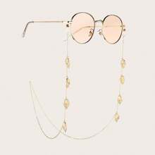1pc Metal Leaf Eyeglass Chain, Minimalist Anti-Slip Anti-Drop Anti-Crash Eyeglass Lanyard, Eyeglass Frame Accessory, Gift Option, Can Also Be Used As Mask Chain - Gold - View 5