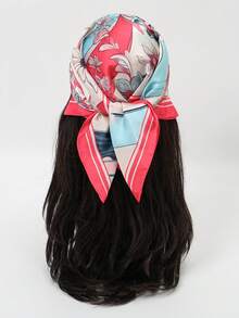 1pc 70cm Bandana Scarf With Retro Floral Print - Multicolor - View 3