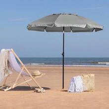 Beach Umbrella Portable Tilting Parasol Sun Shade With UV Protection - Grey - View 2