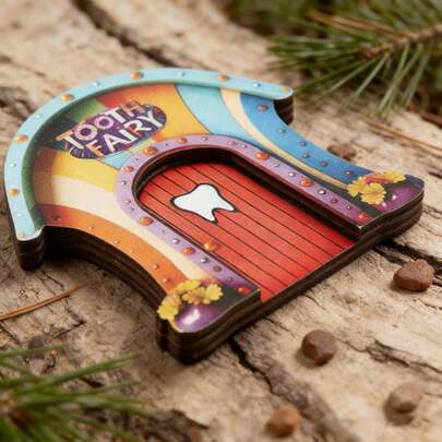 Double-Layer Wooden Dreamlike Fairy Door Decor, Suitable For Garden Landscape Design And Creative Miniature Scene Arrangement, Vibrant Colors, Exquisite Design, Perfectly Matching Indoor And Outdoor Decor Styles. It Can Serve As A Visual Focal Point Or Accessory To Coordinate The Scene.