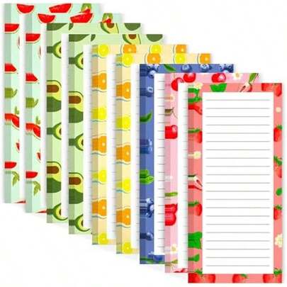 Joyberg 9 Pack Magnetic Notepads For Refrigerator, Magnetic Notepads For Refrigerator, Fruit Design Grocery List Pad For Fridge, Full Magnet Back Shopping Lists, 25 Sheets Per Note Pads