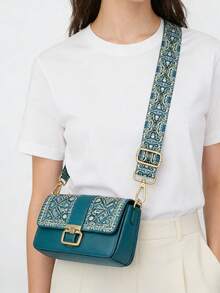 1 dây đeo vai thay thế có thể điều chỉnh độ dài, kèm khóa kim loại, phù hợp với túi đeo chéo. - màu xanh lá - Xem 1