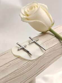 1件波西米亚风格十字架形宗教元素吊坠，适合日常佩戴 - 銀色 - 查看 1