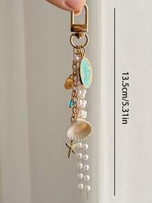 1件海洋主题珍珠贝壳项链，时尚贝壳吊坠，适合夏季海滩风格 - 彩色 - 查看 6