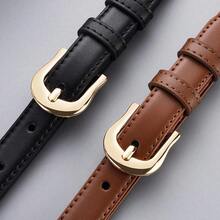 1pc Solid Color Casual PU Leather Waist Belt, Slim Design, Suitable For Women All Seasons Summer, School Fall, Autumn, Halloween, Belts For Women, Western Belt - 棕色 - 查看 4