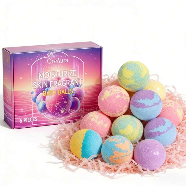 1set/6PCS Bubble Bath Ball For Women Presents Set Deeply Cleanses The Skin, Quickly, Rich Foam, Long-Lasting Fragrance Bath Ball Set, Perfect For Easter Sunday Gifts