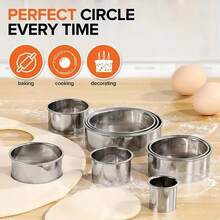 Bộ 11 khuôn làm bánh quy bằng thép không gỉ hình tròn, khuôn cắt bột, khuôn làm vỏ bánh bao, khuôn làm bánh ngọt nhà bếp. - Bạc - Xem 1