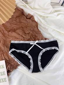 Belle Étoile 1PCS Pure And Cute Underwear Set, Women's Small Bust Gathering And Lifting Wireless Comfortable Lace Bra, Suitable For Daily Wear, Perfect For Giving To Besties, Friends, Or Lovers, The Most Sincere Gift - 黑色 - 查看 4