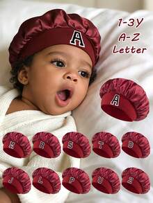 1 chiếc mũ ngủ bằng satin màu đỏ tía cho trẻ em, mũ ngủ mềm mại cho trẻ em, tạo kiểu tóc, thích hợp cho trường học, tiệc ngủ và mặc khi đi du lịch ban đêm, phù hợp cho trẻ từ 3-16 tuổi. - Màu Đỏ Sâu - Xem 1