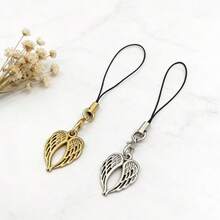 1/2 pezzi Charm vintage per telefono a forma di cuore con ali d'angelo, design delicato e traforato, adatto per smartphone universali, disponibile in 2 colori - Multicolore - Visualizzare 5