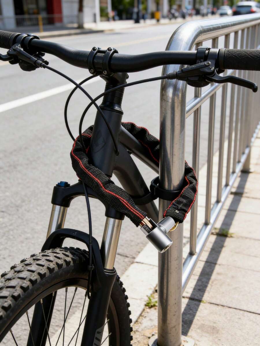 1pc Heavy Duty Bicycle Chain Lock, Featuring Sturdy Chain And Anti-Theft U-Lock Dual Design, Extremely Resistant To Smashing, Cutting And Prying, Providing Ultimate Anti-Theft Protection For Commuting. Made Of Durable High-Strength Material, All-Weather Resistant And Rust-Proof, Polished Lock Head Is Solid And Long-Lasting.