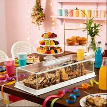 亚克力长方形蛋糕架，带透明展示盖，甜点托盘带盖，家用/派对用长方形蛋糕架 - 查看 2