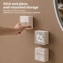 8pcs Wall Mounted Cotton Pad Dispenser, Cotton Ball Storage Box, Cotton Pad Container For Storing Cotton Balls, Dental Floss, Hair Clips, Rubber Bands And Clips - Multiple Styles - View 5