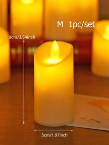 1个逼真闪烁LED蜡烛灯，带电池，电子蜡烛灯，适用于婚礼、订婚、节日和周年纪念装饰，电池供电无焰蜡烛，家居装饰打火蜡烛，婚礼蜡烛，许愿蜡烛 - 黃光 - 查看 12