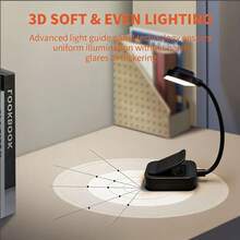 1个电池供电夹式阅读灯，360°可调节，电池供电（不含电池），适用于学生书桌、床头柜、卧室、书房、汽车、办公室、客厅和其他夜间阅读场景。 - 電池橫款書燈 - 查看 1