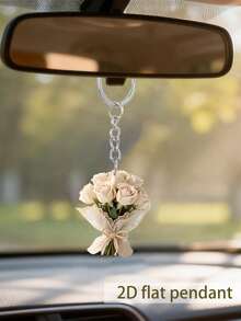 2D亚克力玫瑰花束钥匙扣，轻巧花朵钥匙圈，情人节玫瑰花束吊坠，趣味装饰品，背包配件，时尚吊坠，家居装饰，汽车装饰及吊坠，耳机吊坠，包包吊坠，配饰礼品，送给家人和朋友的完美礼物，情人节礼物，生日礼物，派对礼物，周年纪念礼物，结婚礼物 - 彩色 - 查看 3