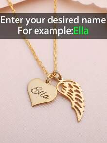 1 chiếc vòng cổ hình cánh thiên thần khắc tên và mặt dây chuyền hình trái tim, trang sức nữ phong cách Boho thanh lịch, vòng cổ tùy chỉnh, tên tùy chỉnh, vòng cổ nữ, trang sức nữ, quà tặng Ngày của Mẹ, quà tặng Ngày Valentine, quà tặng cá nhân hóa - Nhiều màu - Xem 12