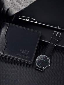 3/1pc New Fashion Men's Business Quartz Watch With Luxury Wallet & Pen Set, Suitable For Parties, Trips, Office Wear, Also Great Gift For Mother's Day, Back To School, Holidays - Multicolor - View 8