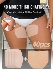 40/20pcs Disposable Non-Woven Thigh Chafing Pads, Suitable For Plus Size, Anti-Chafing Thigh Protectors, Soft Breathable Friction-Free Strips, Sweat-Proof Invisible, Suitable For Men And Women, Ultra-Thin Thigh Protector Stickers, Suitable For Outdoor, Travel, Running, Hiking, Fitness And Daily Wear, Lightweight And Comfortable Thigh Chafing Guards, Skin-Friendly And Easy To Apply, Suitable For Skirts, Shorts And Dresses - One Size - View 2