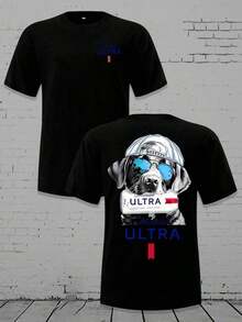 Men's Loose Crewneck - Shirt - Michelob Ultra Cool Dog (& Cap) Graphic, 220g Soft Cotton Tee 8VZB - 黑色 - 查看 11