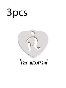 3个/套 心形吊坠 不锈钢英文字母吊坠 A-Z 字母饰品，适用于手工手链、耳环等珠宝制作 - 吊墜 - 查看 19