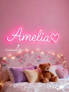 Dimmable Custom Led Neon Sign Room Decor, Personalized Wedding Neon Sign Valentine's Day Gift, Festival Neon Sign Home Decoration Wedding Backdrop USB Power.Romantic Home Decor, Perfect For Wall Decor, Christmas, Halloween, Party, Halloween, Thanksgiving, Bar, Bedroom, Office Decor, Elegant Living ,Urban Gala ,Fashion Decor ,Forever Love - Baby Pink - View 11