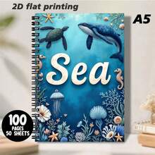 Sổ tay gáy xoắn A5 có dòng kẻ, chủ đề đại dương, bìa in hình rùa biển, cá voi, sao biển, cá ngựa, sứa và san hô, vỏ sò đầy màu sắc sống động như thật, tạo nên một thế giới dưới nước huyền ảo. Giấy viết trơn tru, thiết kế dòng kẻ ngang tiện lợi cho việc ghi chú, lý tưởng cho ghi chú hàng ngày, sưu tầm cảm hứng và viết nhật ký. - W - Xem 7