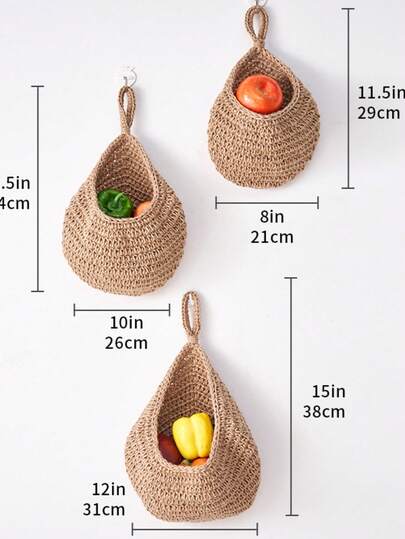 欧式流行编织壁挂式水果网袋，鸟巢，水滴形棉绳编织篮网